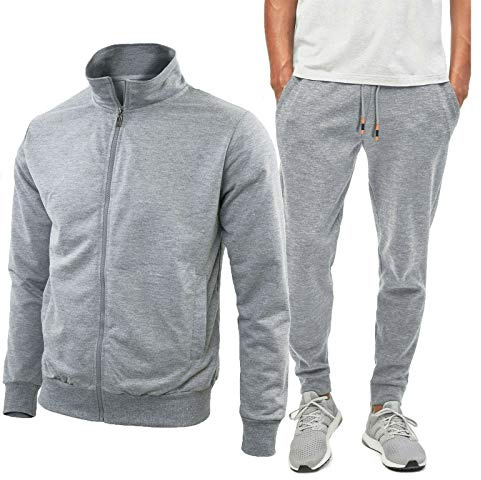 N+1 Tuta Uomo Completa Estiva Casual Giacca con Cerniera Pantaloni M L XL XXL 3XL 4XL (IT, Testo, M, Regular, Regular, Grigio)
