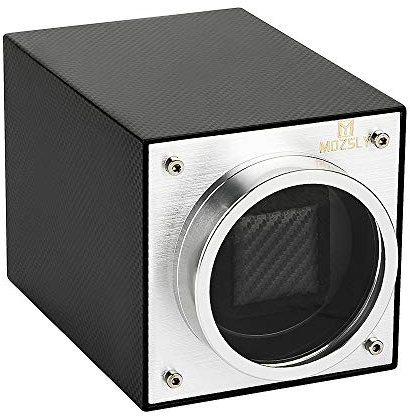 MOZSLY Single Watch Winder for Automatic Watches Battery Powered AC Adapter 12 Rotation Modes Winding Box with Quiet Motor Piano Paint Black