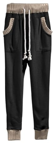 Generisch Lined Jogging Bottoms, Men's Casual Long Trousers, Non-Iron Suit Trousers with Pleats and Thickened Fleece Suit Trousers, Pleated Trousers, Men's Retro, black, XL