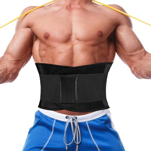 AHRLIC Cintura snellente regolabile per la schiena, per allenamento post-partum, cintura sportiva per uomini e donne, body shaper fitness, legante addominale, nero