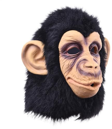 Qiwieod Masques En Latex De Singe, Chimpanzee Costume, Halloween Masque De Carnaval Adulte, Couvre-Chef Masque D'animal Drôle Pour Halloween Cosplay
