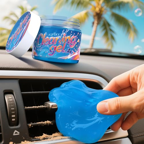 ASFSKY Car Cleaning Gel Universal Dust Cleaning Gel for Keyboard Slime Cleaner Reusable PC Laptop and Computer, Dust Removal Gel Home Office Electronic Kit Computer Putty (Blue)