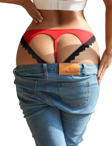ohyeahlady Mini Perizoma Donna Sexy Hot Aperto Dietro XXL,Nero Rosso