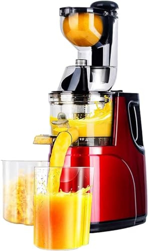 Licuadora compacta de prensado en frío, tolva de alimentación de 8 cm de ancho para frutas y verduras enteras, extractor masticador de alto rendimiento, máquina de jugo lento de fácil limpieza con m