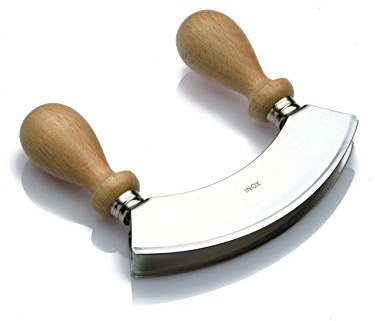 Tredoni Mezzaluna knivhackare 15 cm, skivare, rund måne dubbel – italienskt rostfritt stål (15 cm)