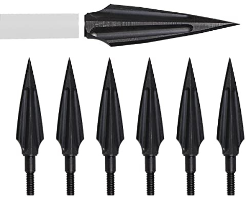 Huntingdoor 12Pcs Metal Archery Arrowheads Traditional Arrow Tips Hunting Points Black Arrow Head Crossbow Compound Bow Shooting Archery Broadheads (135 grains)