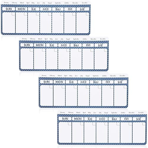 Juvale Dry Erase Weekly Calendar Magnet - Magnetic Calendar for Refrigerator - Dry Erase Weekly Planner - Desk Decor & Office Desk Accessories - 11x 4.2, Pack of 4