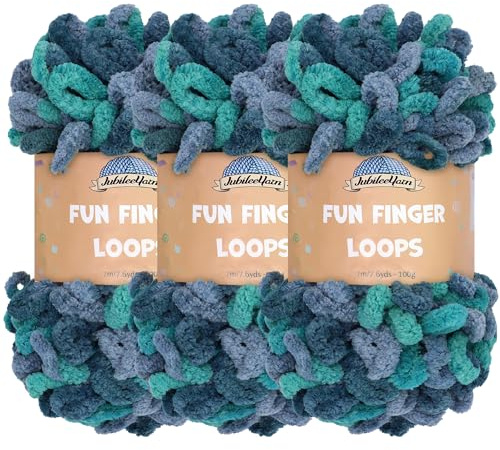 JubileeGarn med roliga fingerslingor – 100 g/Skein jumbo polyester – Poseidon – 3 nystan