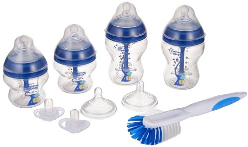 Tommee Tippee Advanced-Anti-Kolik Babyfläschchen Starter-Set für Neugeborene, blau
