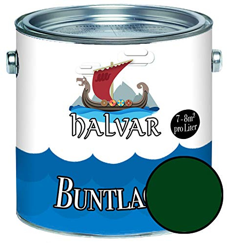 Halvar Buntlack für Holz & Metall MATT Grün RAL 6000-6037 Holzfarbe Holzlack Innen & Außen robuster Kunstharzlack Wetterbeständig & perfekter Langzeitschutz (5 L, RAL 6005 Moosgrün)