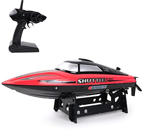 TURBO CHALLENGE - Bateau - Turbo Boat - 094117 - Bateau Télécommandé - Rouge - 1/16 - Prêt à Naviguer - Batterie Rechargeable et Piles incluses - Plastique - À Partir de 8 Ans