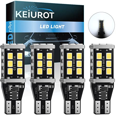 Keiurot T15 W16W LED Bombilla 921 912 LED Luz de marcha atrás CANBUS Sin Error Bombilla Led 12V Lámpara de repuesto para luces de marcha atrás de estacionamiento trasera de coche, color blanco paquete