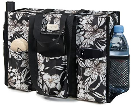TOPDesign Vattentålig tygväska med 13 fickor, dragkedja upptill och tjock botten, för yrkesverksamma kvinnor, Large, Klassisk