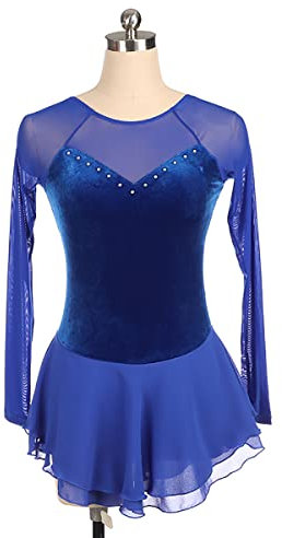 kzytamz Eiskunstlauf Kleid Mädchen Handarbeit Eiskunstlauf Für Mädchen Und Damen Eisrock, Wettkampf-Training, Performance-Kleidung (S,Blue)