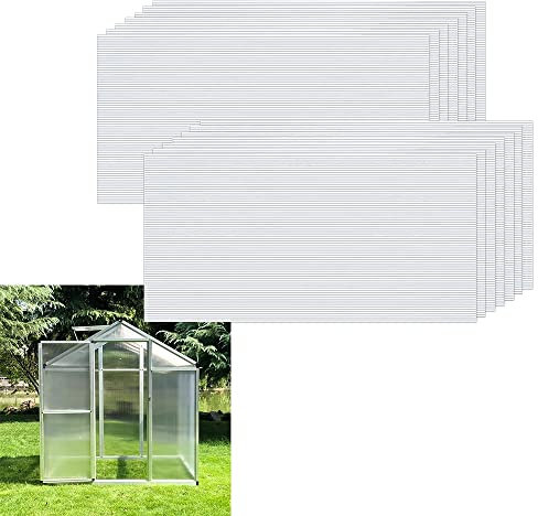 TRMLBE 14X Plaques pour Toiture Polycarbonate de Serre 4 mm Panneau Alvéolaire Double Feuilles de Polycarbonate Transparentes de 700 g/m² Feuilles de Toit - 605x1210x4mm