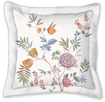 Pip Studio Dekokissen Il Paradiso Weiß Perkal Blumen Blüten Blätter Geblümt Muster Weiß Grün Wendeoptik, Größe:45 x 45 cm