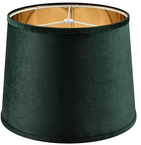 Medium Green Fabric Lamp Shade 1 Pack, 11Top x 13Bottom x 10High(Spider) Inch Modern Farmhouse Lamp Shades for Table Lamps, Floor Replacement ，Required Assembly/Hardback,By GO&SO
