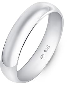 Amberta Alianza Plata de Ley 925 para Hombre | Anillo de Boda Chapado en Oro Ancho 5 6 8 mm: Anillo Plata Hombre 5 mm - Talla 21