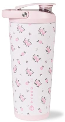 HydroJug 24 oz New Stainless Steel Shaker – Insulated, Leakproof, BPA-Free with Silent Mixing Grate – No Clumps, No Noise – Premium Shaker for Fitness, Sports & Everyday Use, Wildrose