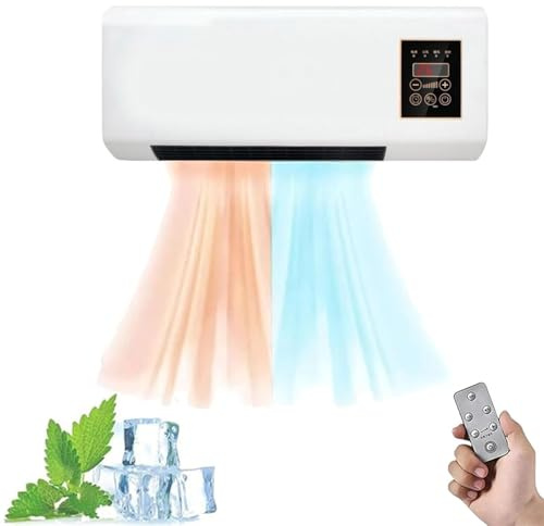 Glenmi Mini aire acondicionado inteligente de pared, 2000 W, con ventilador y calefacción natural y control remoto. Sistema de aire acondicionado/calefacción split for dormitorio, oficina(A)