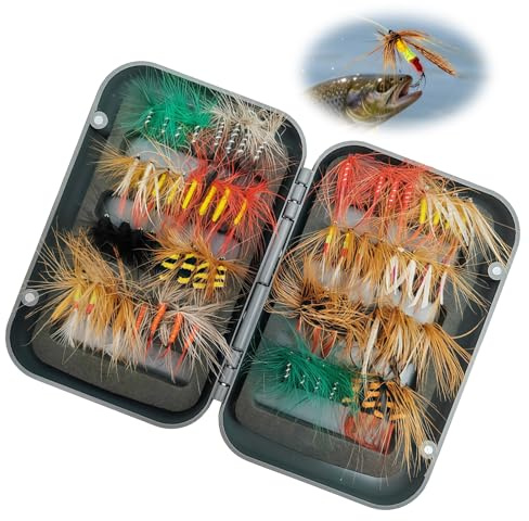 64Pcs Fly Fishing Assorted Flies for Trout Bass Salmon with Magnetic Box