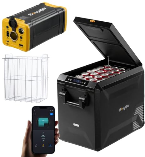 BougeRV Nevera de Compresor 47L, -20°C, Cesta Integrada, Batería 266Wh