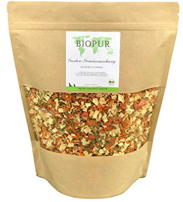 BIOPUR Tiernahrung Bio Garten-Gemüsemischung 1 kg für Hunde und Katzen