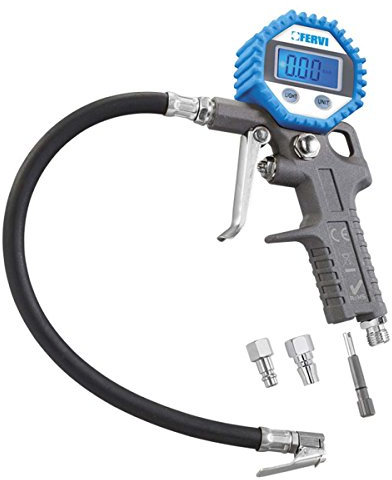 MANOMETRO PISTOLA GONFIAGGIO DIGITALE LCD MISURATORE PRESSIONE GOMME FERVI 0125