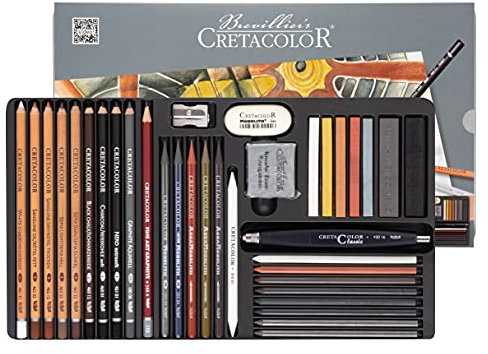 CRETACOLOR Ultimo Skizzierset mit 35 teilig, Weiß