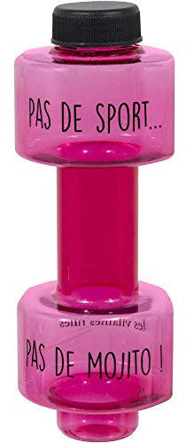 Les Vilaines Filles 39-VF-001 Gourde Haltère Pas de sport Pas de mojito Rose Plastique D8 x H22 cm