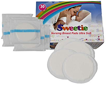 Sweetie Breastfeeding Pads Disposable Nursing Breast Pads for Baby Feeding 60 Count Ultra Soft (2 Pack of 30 Count)