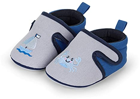 Sterntaler Unisex-Baby-Krabbelschuhe, Rutschfeste Sohle, Klettverschluss, Krabben-Motiv, Farbe: Rauchgrau, Größe: 23/24, Art.Nr.: 2302161.0