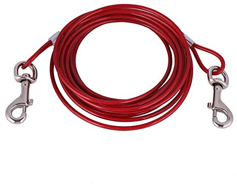 Alambre de Acero, Cables de Amarre para Perros domésticos Correa de Amarre de Alambre de Acero Correa de Metal para Acampar en el Patio al Aire Libre(Rojo)