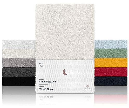 Blumtal® Frotté underlakan 180 x 200 cm - OEKO-TEX certifierat underlakan 180x200cm - Frotté underlakan upp till 25 cm madrasshöjd - Frotté underlakan - Värmande underlakan - Elfenben
