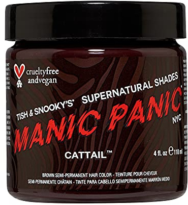 MANIC PANIC Cattail Medium Brown Hair Dye - Supernatural - Semi Permanent Mid-toned Chocolate Brown Hair Color For Women And Men - Vegan, PPD & Ammonia Free (4oz)