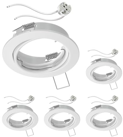 ledscom.de 5x tak infälld ram FERE infälld ram vit matt svängbar (LED/halogen/MR16/50mm) inkl. GU5,3 uttag