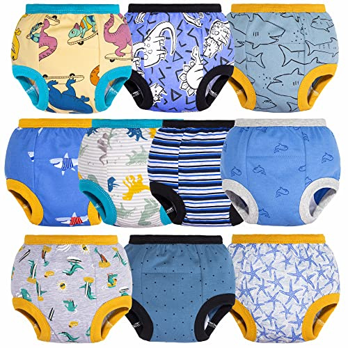 BIG ELEPHANT Baby Boys' 10 Pack Toddler Potty Training Pants 100% Cotton Underpants, 2T