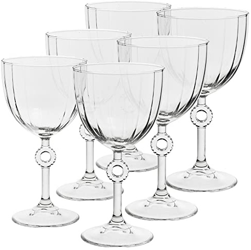 Queensway Home & Dining Set of 2 x 270ml Modern Wine Dessert Glasses Clear Glass Goblet Stemmed Base for Red White Wine Rosé Entertaining Drinkware… (6)