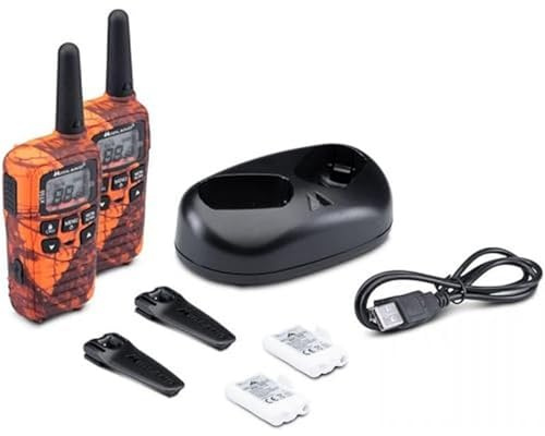 Midland XT50 Blaze Doppio, Radio Walkie Talkie Portatile, 24 Canali PMR446, 38 Toni CTCSS, Funzione VOX, Ricaricabile con USB, 8 Km di Portata, C1178.04, 2 Unità, Camo Arancione Originale Moassy Oak