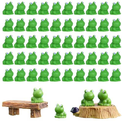 RHQFDM 50 pièces Mini Grenouilles résine Mini Grenouille Ornement DIY Mini Grenouilles en résine Figurines Grenouilles Décoration de Paysage Micro Grenouilles