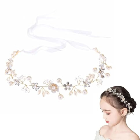 ZTMAKYLH Couronne De Fleurs Pour Cheveux, DiadèMe Floral à Perles De Cristal, Accessoire Capillaire Ajustable Pour MariéE, Bandeau Floral Avec Vignes Pour Femmes Et Filles, IdéAl Pour Mariages, FêTes