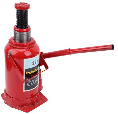 Cric Idraulico a Bottiglia 32 Tonnellate, Cric Auto in Acciaio Resistente per Settore Automobilistico, Edile, Industriale e Agricolo, Parte Superiore Antiscivolo con Base
