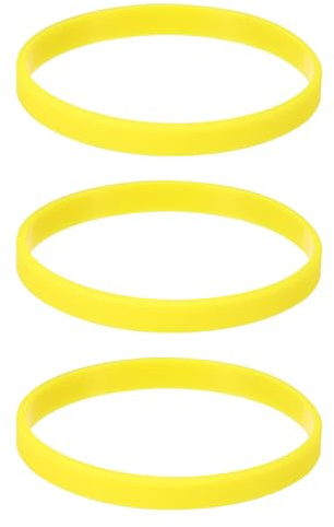 sourcing map Bracelets Wristbands 1/4 Inch Width for Sports Club, Group Games, Party Favors Fashion Party Sports Accessories, Plain Solid Color Wristbands, Yellow Pack of 3