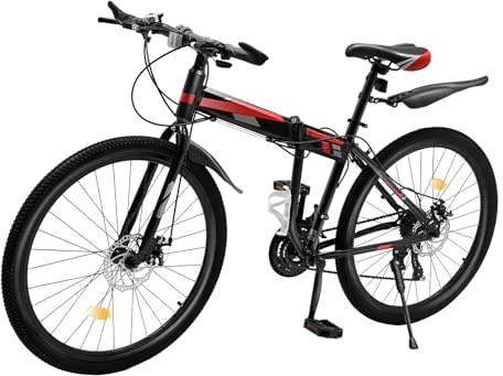 Donened - 26 Inch Mountain Bike, 21 Speeds Mens Womens MTB, High-Carbon Steel Frame, Dual Disc Brake, Mountain Bicycle for Men Women Adult