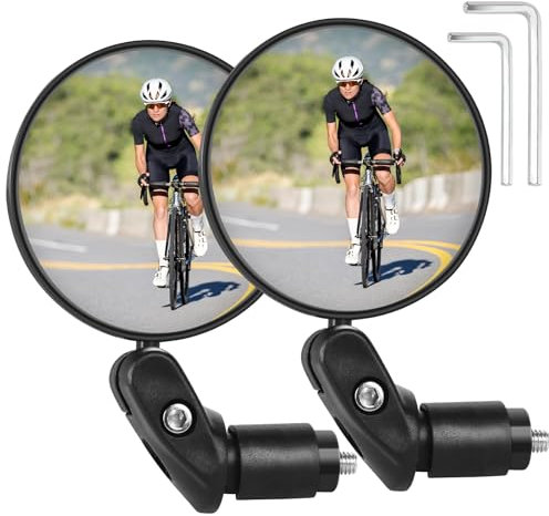 OSIGEI Fahrradspiegel 360-Grad drehbar, Umweltfreundliches & Langlebiges ABS-Material, Universeller Lenkerhalter (17,4-22 mm) für City-Bikes, Mountainbikes, E-Bikes (2 Stück)