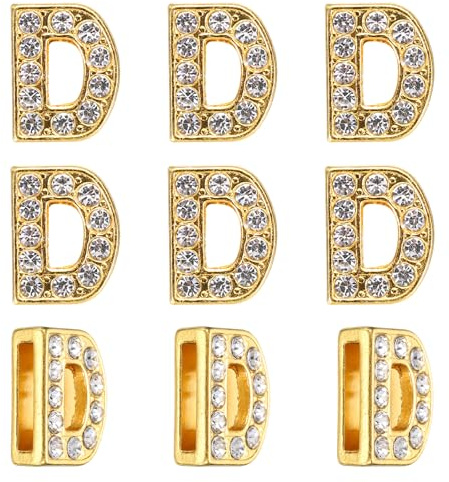 PATIKIL Strass bokstavsberlock, 30 st 10 mm glidarmband hängen kristall bokstav D berlock hängen alfabet A-Z för gör-det-själv smyckestillverkning halsband armband, guldton, 11mm, legering, Strass