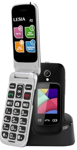 LESIA Téléphone Portable Senior Débloqué à Clapet, 4G LTE Telephone Portable pour Personnes âgées avec Grandes Touches Bouton SOS Haut-Parleur de Boîte Batterie 1300mAh Flip Seniors