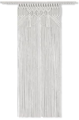 KiKiHong Boho Curtains Macramé Door Curtain Panel & Room Divider - Handmade 70x190 cm Bohemian Door Curtain for Bedroom Living Room Wedding (White)