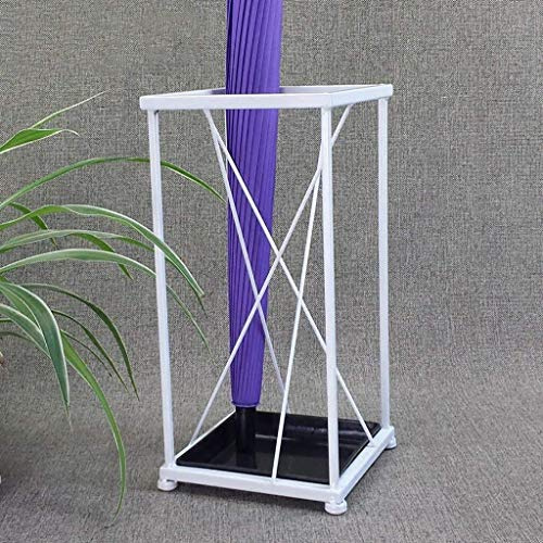 7LiuYueFei6 Umbrella Stands Umbrella Stand Hotel Family Hall Creative Simple Removable Drip Tray Square Storage Rack Walking Stick Storage Bin Stand (White)