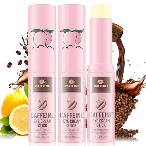 Caffeine Eye Cream Stick, Moisturizing Eye Cream Reduces Fine Lines Dark Circles And Eye Bags, Lifting Wrinkle and Firming Eye Care with Retinal Vitamin E, 3g (3)
